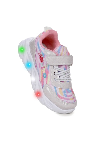 Teno Cırtlı Işıklı Kız Çocuk Spor Ayakkabı Beyaz
