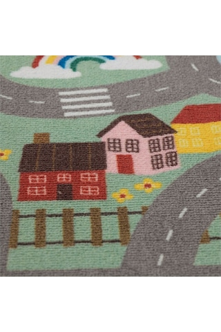 Vallaby Çocuk Halısı 100x133 Cm Oyunlu Çocuk Odası Halı Yeşil