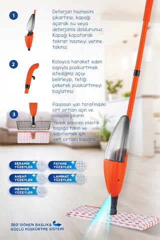 Macromax Fashion Duble Sprey Mop + Yedek Mop 2'li