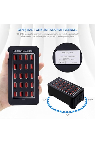100w 20 Portlu Çok Fonksiyonlu Masaüstü Akıllı Usb Şarj İstasyon