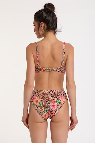 Argento Kadın Fiyong Detaylı Pembe Leopar Balensiz Çıkarılabilir İnce Kaplı Slip Bikini Takımı Pembe Leopar