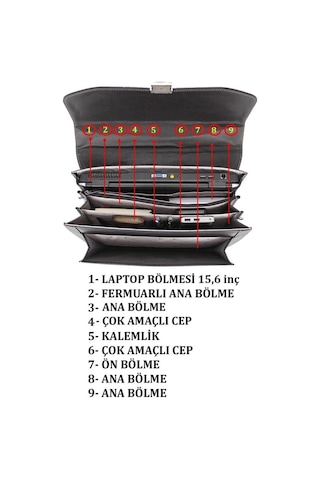 15.6" Laptop Bölmeli Omuz Askılı Taban Korumalı Evrak Çantası