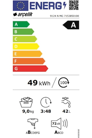 Arçelik 9124 N MG 1200 Devir 9 KG Çamaşır Makinesi