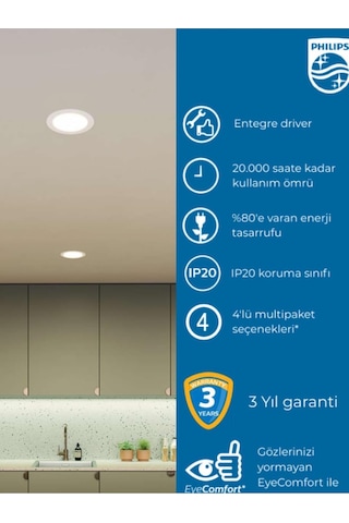 Phılıps Eridani Dl190b 14w 150mm Delik Çapı 4000k Gün Işığı 1250lümen Spot Diğer