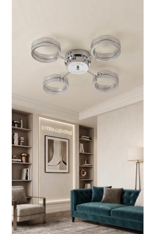 Aurea Model 4'lü Gümüş 3 Renk Modu Ledli Tavana Sıfır Salon Mutfak Çocuk Yatak Odası Led Avize