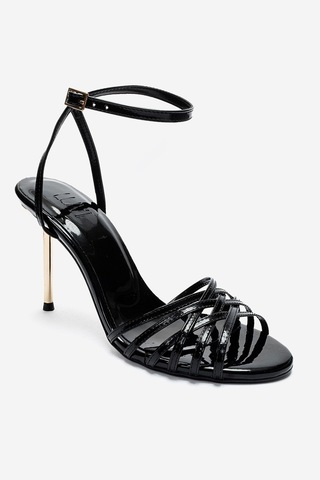 Luvishoes Lorıon Siyah İnce Bantlı Kadın Topuklu Ayakkabı