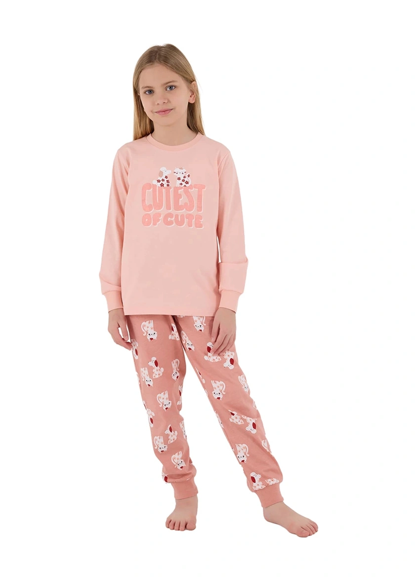 Rolypoly Rp3708-2 Kız Çocuk Kışlık İkili Pijama Takım SOMON
