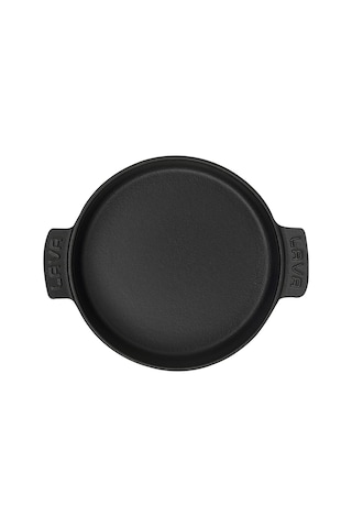 Lava Döküm Yuvarlak Güveç Kabı Döküm Demir Yekpare Çift Kulplu Çap(Ø)17cm. Siyah