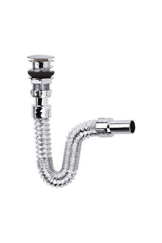 Krom Basmalı Sifon - Körüklü Sifon - Lavabo Mutfak Sifonu - Bas Stoplu Krom Basmalı Sifon - Körüklü Sifon - Lavabo Mutfak Sifonu - Bas Stoplu