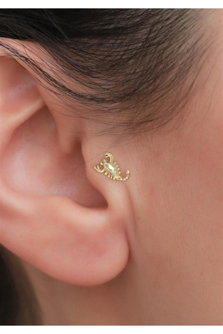 14 Ayar Altın Akrep Tragus Piercing Sarı