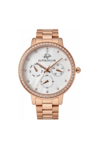Jg. Polo Club Kadın Kol Saati Rose Gold Renk, Beyaz Kadran - Şık Metal Kordon, 2 Yıl Garantili Rose Gold