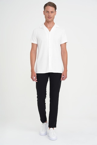 Efor Slim Fit Apaş Yaka Modal Karışımlı Kısa Kol Beyaz Gömlek G 1590 Beyaz