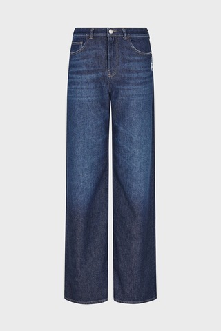 Emporio Armani Pamuklu Relaxed Fit Geniş Paça Vintage Görünümlü Jeans Kadın Kot Pantolon Ew000737 Af17033 Mb001 Lacivert