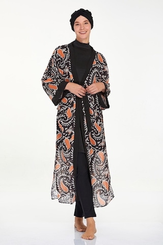 Adasea Mayo Üzerine Tek Pareo Kaftan Roxana 6108 Siyah Siyah