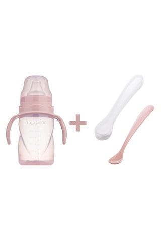 Mamajoo Eğitici Bardak 270 Ml & İkili Beslenme Kaşığı/powder Pink Açık Pembe