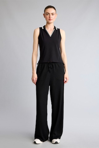 Defacto Wide Leg Cepli Yan Şeritli Beli Bağcıklı Geniş Paça Krinkıl Kumaş Sporcu Pantolon H9026ax26smbk81 Siyah-bk81