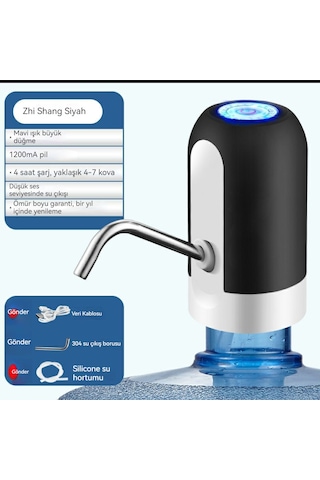 Narpump Şarjlı Tek Motorlu Damacana Pompası Beyaz Siyah