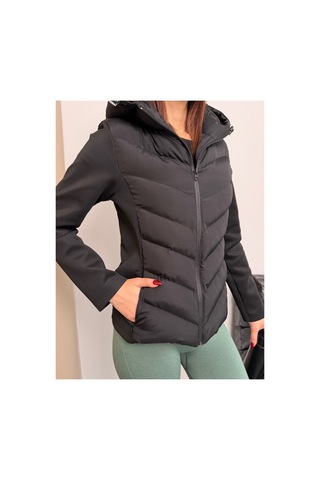 Asur Boutique Asur Butik Kadın Kapşonlu Micro Dolumlu Zr Model Mont Siyah