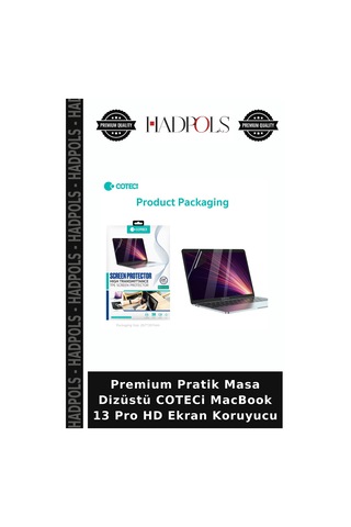 Premium Pratik Masa Dizüstü Coteci Macbook 13 Pro Hd Ekran Koruyucu