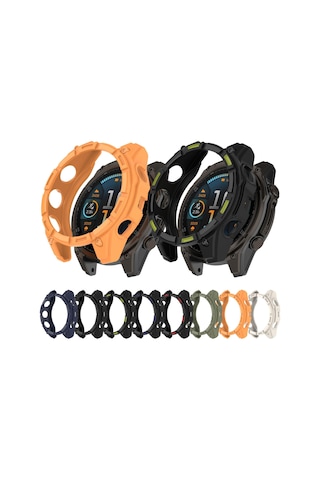 Garmin Tactix 8 İçin Amoled 51mm Hollow Armor Tpu Yarım Kapsama İzle Koruyucu Kılıf Siyah