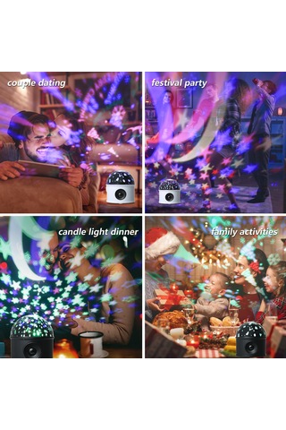 Yuntech01 Led Yıldız Gökyüzü Ve Noel Projeksiyon Lambası - Bluetooth Hoparlörlü, Döner, Renkli Işık Efektleri, Akıllı Kontrol, Usb/pil Beslemeli