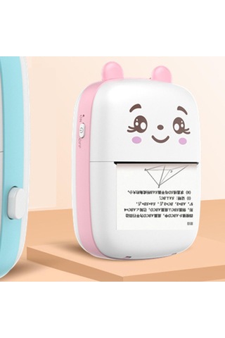 Homyl Mini Cep Yazıcısı Termal Yazıcı Etiketler Pembe-beyaz