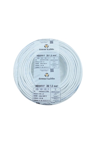 Öznur 100mt 3x1,5mm Ttr Bakır Elektrik Kablosu Beyaz