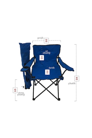 Bofigo 2'li Kamp Sandalyesi Piknik Sandalyesi Katlanır Sandalye Taşıma Çantalı Kamp Sandalyesi Mavi