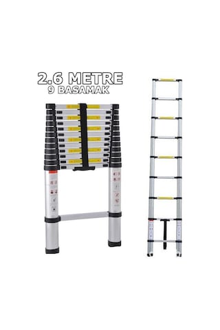 Ebax 9 Basamaklı Teleskopik Merdiven Uzayan 2.6 M