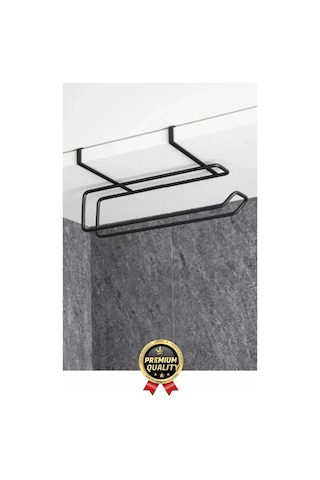 Özel Üretim Pratik Dayanıklı Dolap Kapağına Uyumlu Paslanmaz Metal Siyah Kağıt Havluluk Askı 28x13cm Diğer