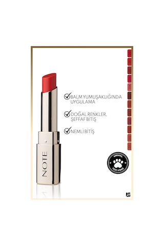 Note Cosmetique Iconic Sheer Lipstick Nemlendirici Parlak Ruj 212 Powerful - Kırmızı