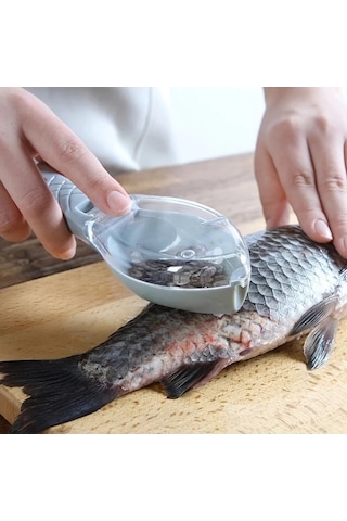 Trendooze Kapaklı Mavi Plastik Balık Pullama Aleti Ev Dekorasyonu Sanatsal Mutfak Kullanımı Mavi