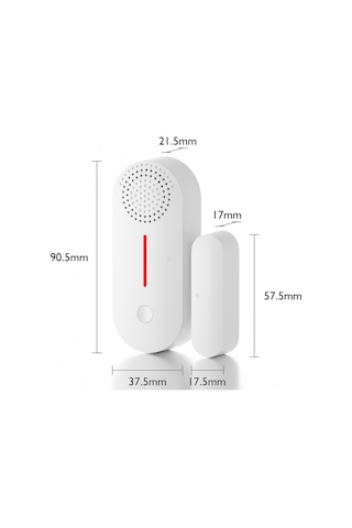 Geeksen Tuya Wifi Akıllı Pencere/kapı Sensörü, Uzaktan Kontrol, 100db Sesli Alarm, 2'li Paket Pil Yok
