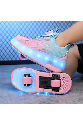 Tekerlekli Görünmez Paten Ayakkabı Çocuk Patenleri-2 Açık Pembe