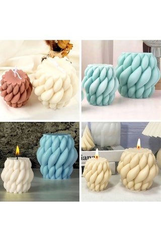 Silikon Mum Yağmur Damlası Şekilli Orta Boy 3d Geometrik Kavisli Sütun Sabun Kalıbı