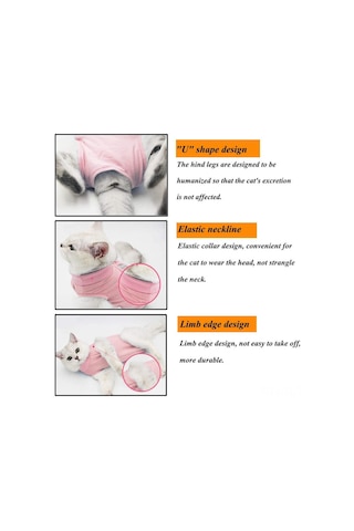 Hombey Kedi Ameliyat Sonrası Kıyafeti, Yara Koruması, Tükürmeyi Engeller, Esnek Mesh Kumaş, Pembe S Beden