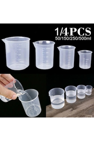 Plastik Şeffaf Ölçüm Fincan Laboratuvar Beher Dekantör Şişe Ağzı Şeffaf