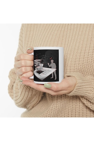 Mimarlar Ve Mühendisler İçin Kupa Bardak Proje Ve Plan Temalı Porselen Hediyelik Bardak Beyaz