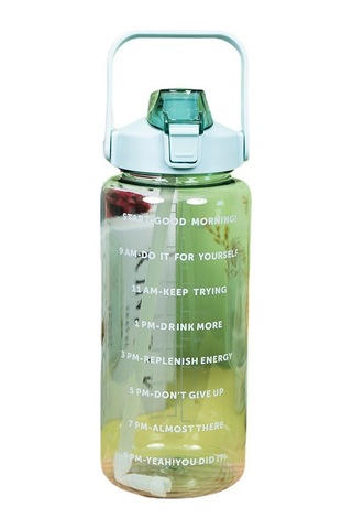 Lemestar 2000ml Yeşil Şeffaf Plastik Suluk, Ölçü İzli, Pipetli, Dürtmeye Dayanıklı, Spor Ve Günlük Kullanım, Taşınabilir Yeşil