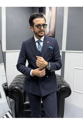 Avni Ceylan Milano Doppio Stil Kruvaze Takım Elbise Lacivert