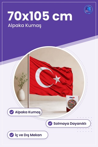 Türk Bayrağı Bayrak 70x105 Cm Alpaka Kumaş Dayanıklı Canlı Renk E 70 x 105 CM