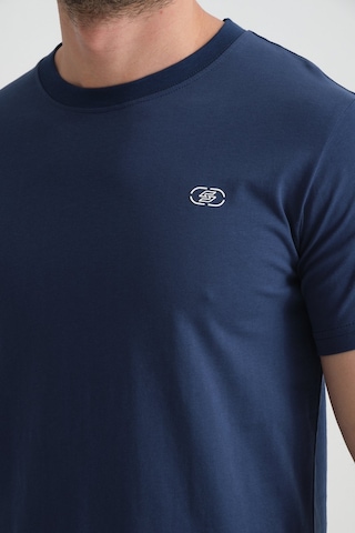 Shooter Sportwear Shooter Erkek T-shirt Nefes Alabilen Esnek Pamuklu Kumaş Regular Kalıp Minimal Logolu İndigo