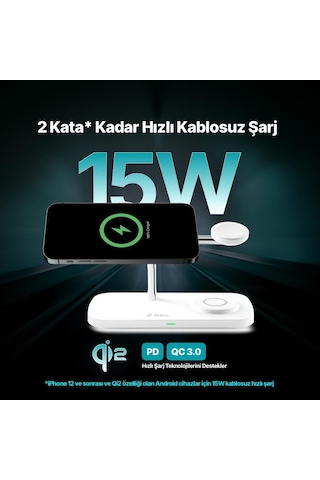 Ttec Aircharger Trio Pro Qi2/magsafe Özellikli 15w İphone/android Özellikli 3 Ü 1 Arada İphone + App