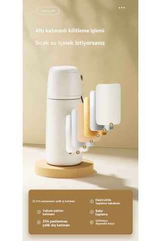 Aurora Büyükkapasiteli Paslanmazçelik Termos Fincan Mavi Gök Mavisi