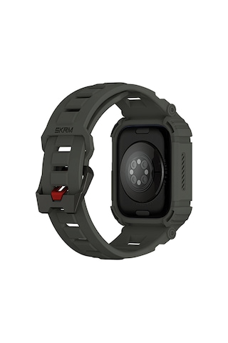 Watch 7 45mm Uyumlu 2in1 Tpu Kasa Koruyuculu Silikon Kordon Skinarma Mecha Yeşil Yeşil
