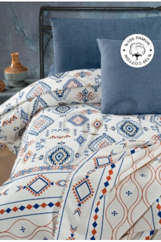 Vionel Home 200x230 Anatolia %100 Pamuk Çift Kişilik Pike Mavi