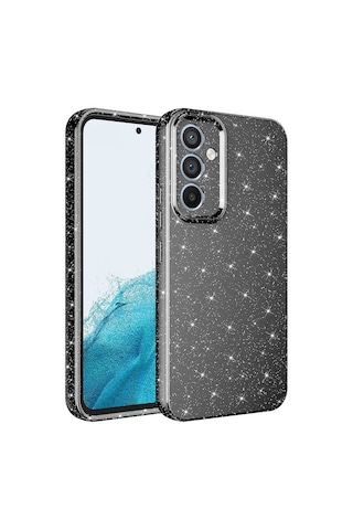 Samsung Uyumlu Galaxy A14 Kılıf Kamera Korumalı Simli Lüks Zore Koton Kapak Gri