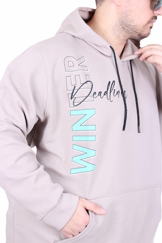 Moc Grande Mocgrande Büyük Beden Kapüşonlu Sweat Double Face Winter 25700 Bej Bej