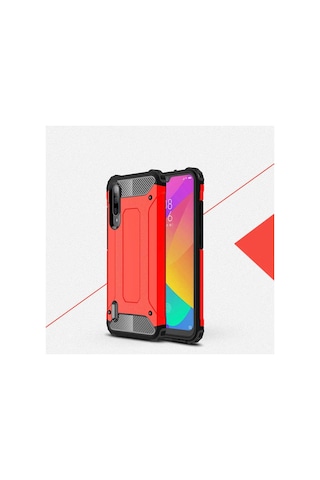 Noktaks - Xiaomi Uyumlu Xiaomi Mi 9 Lite - Kılıf Çift Katman Zırh Tank Crash Military Kapak - Kırmızı