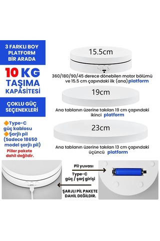 Upway 360 Dönebilen Kumandalı 3 İn 1 Ürün Teşhir Ve Çekim Standı 23 Cm Tabla Akıllı Salınım Modu